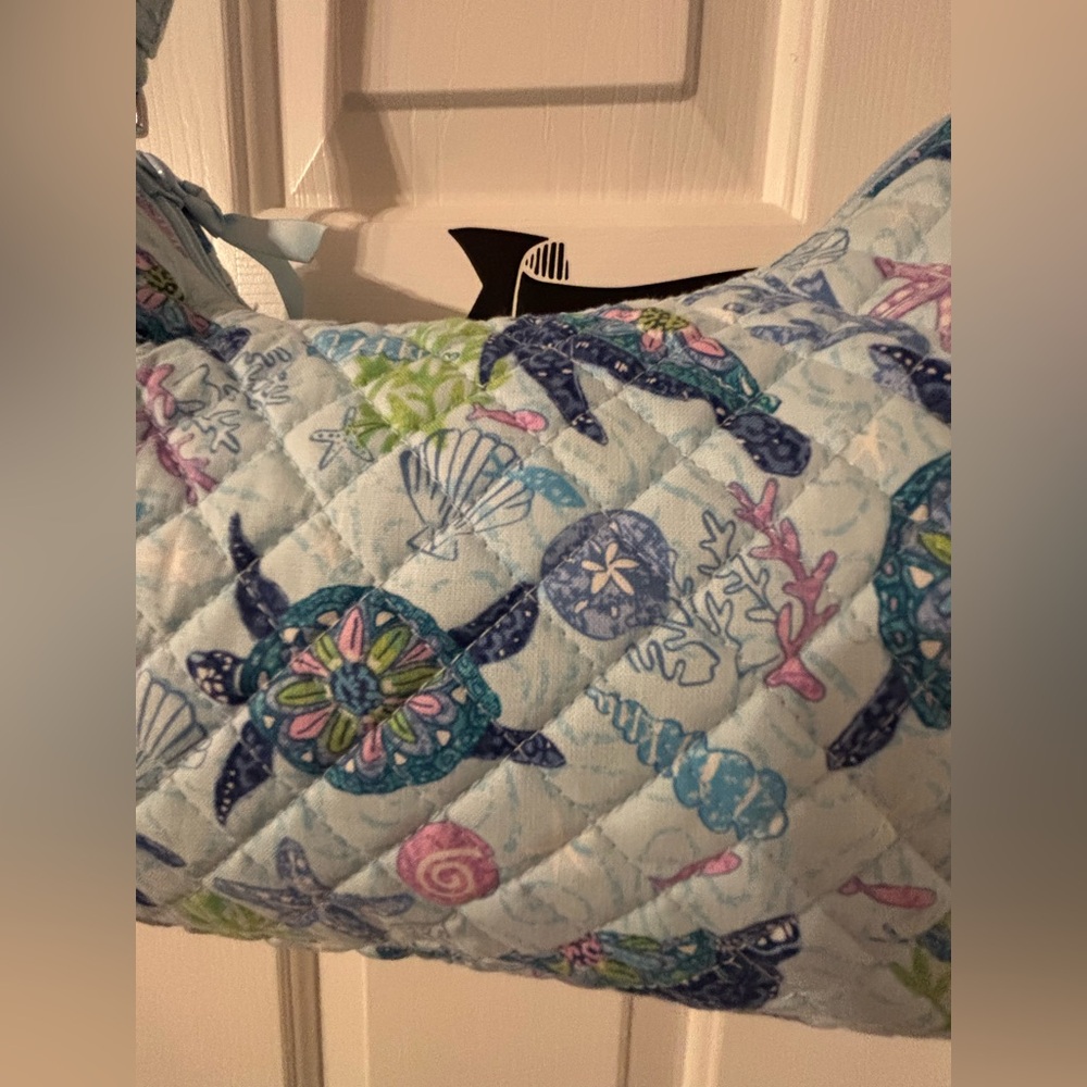 Vera Bradley Light Blue Quilted Shoulder Bag with Sea Turtle Print - Picture 2 of 16
